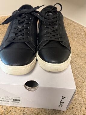 ALDO Seguir Black Leather Sneakers Men’s Size 13 Minimalist Casual Shoes